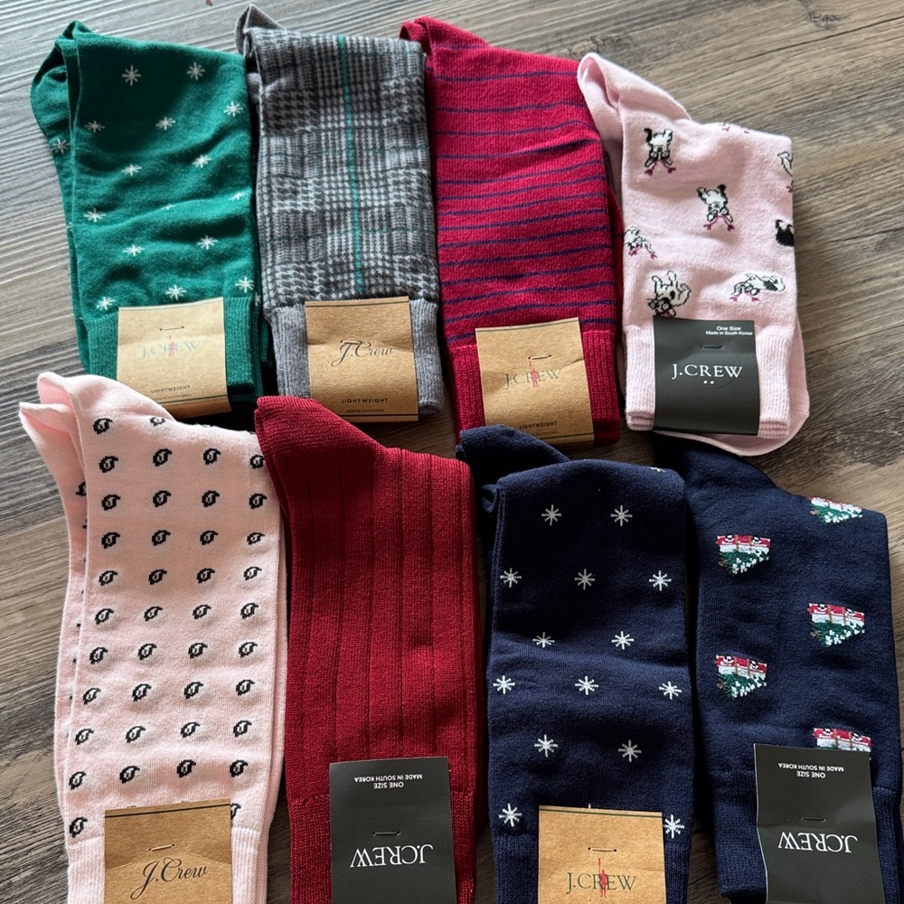 New J. Crew Men's Vibrant Sock Collection 8 pairs in total